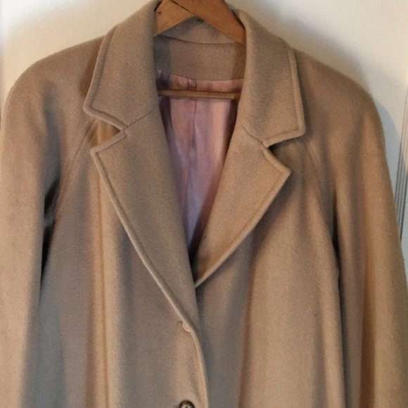 Stunning Vintage Oversized Camel Hair & Wool Blend Long Tan Blazer Coat Jacket - Picture 7 of 13